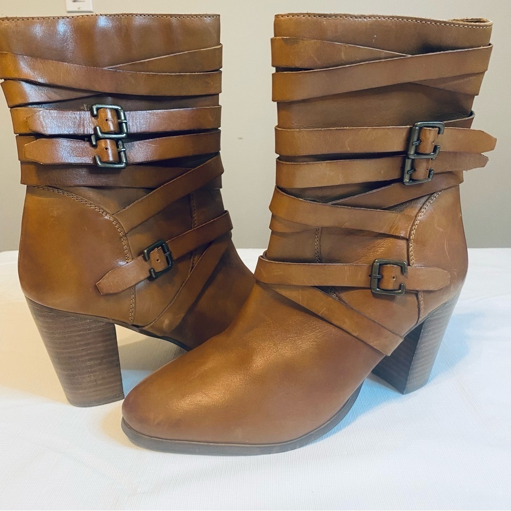 Dina True Chic Tan Strappy Heeled Boots